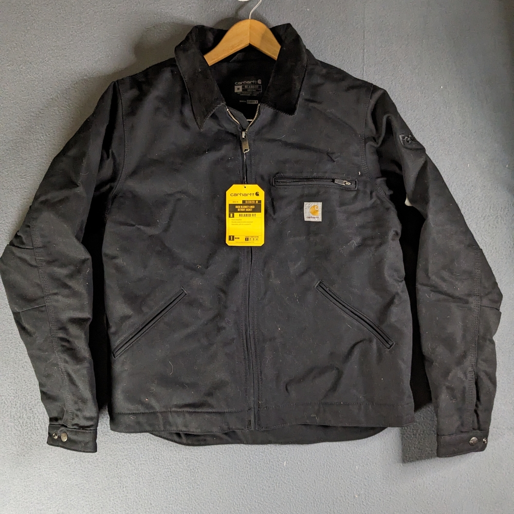 Carhartt Men's Black Canvas Jacket Flannel Lined FedEx Relaxed Fit Size Medium - Picture 7 of 12